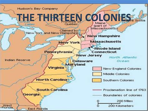 The Original 13 Colonies Map